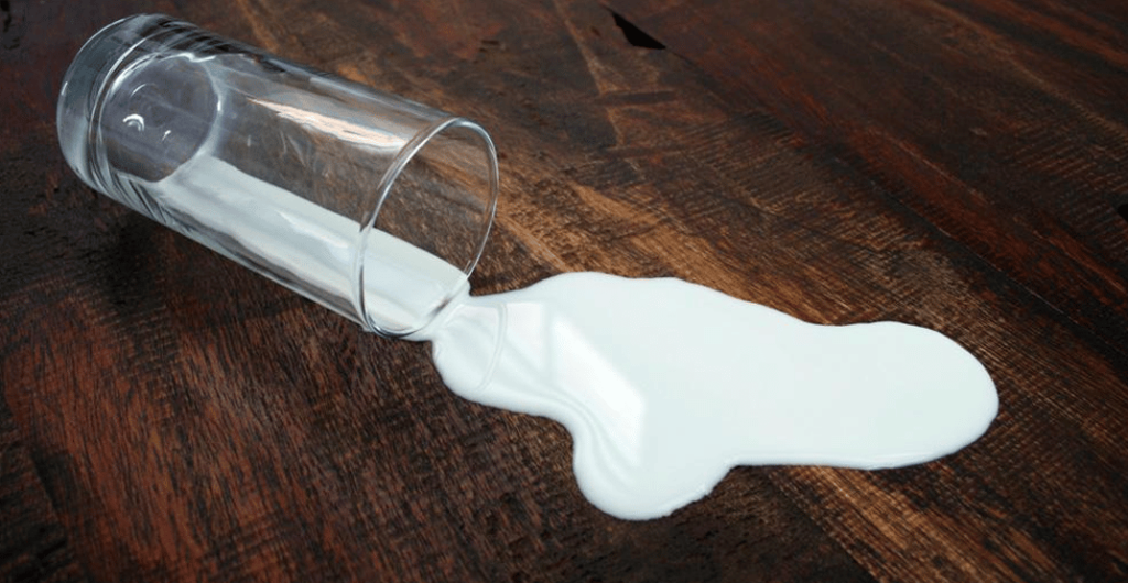 spilled milk on the table