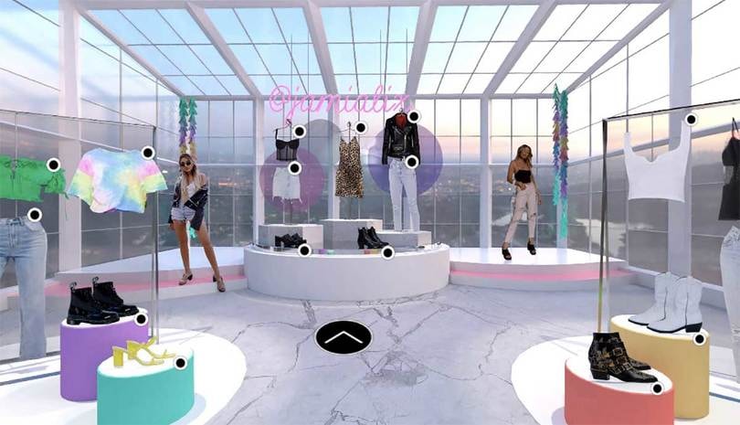 3d walk through clothes store, example of the digital shopping